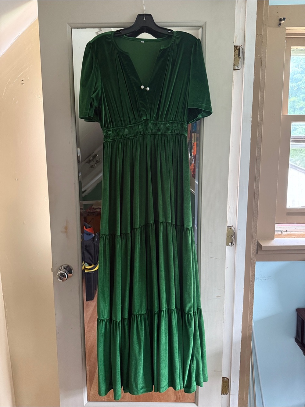 Emerald Green Velvet Maxi Dress - Women